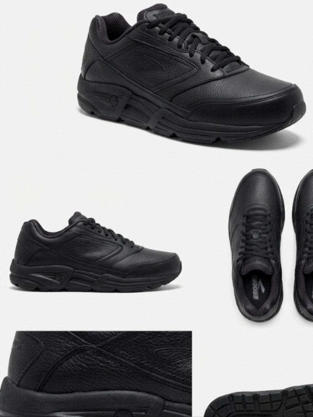 Brooks Addiction Walker Leather Shoes Black Mens Size 12 Wide (2E) 1100392E001